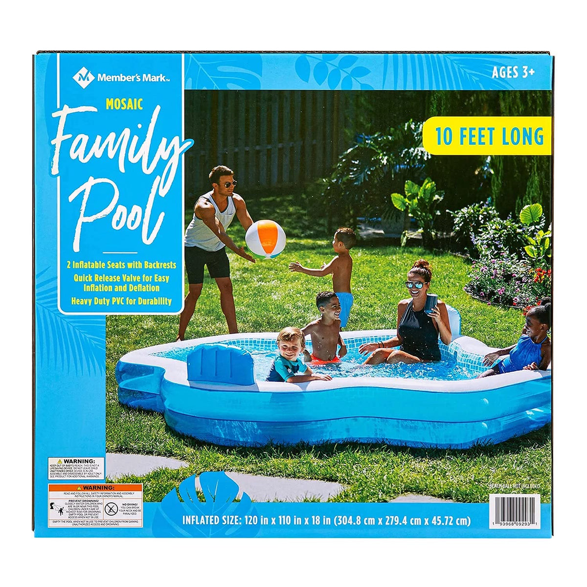Members Mark Elegant Family Pool shows drain plug and repair patch for maintenance