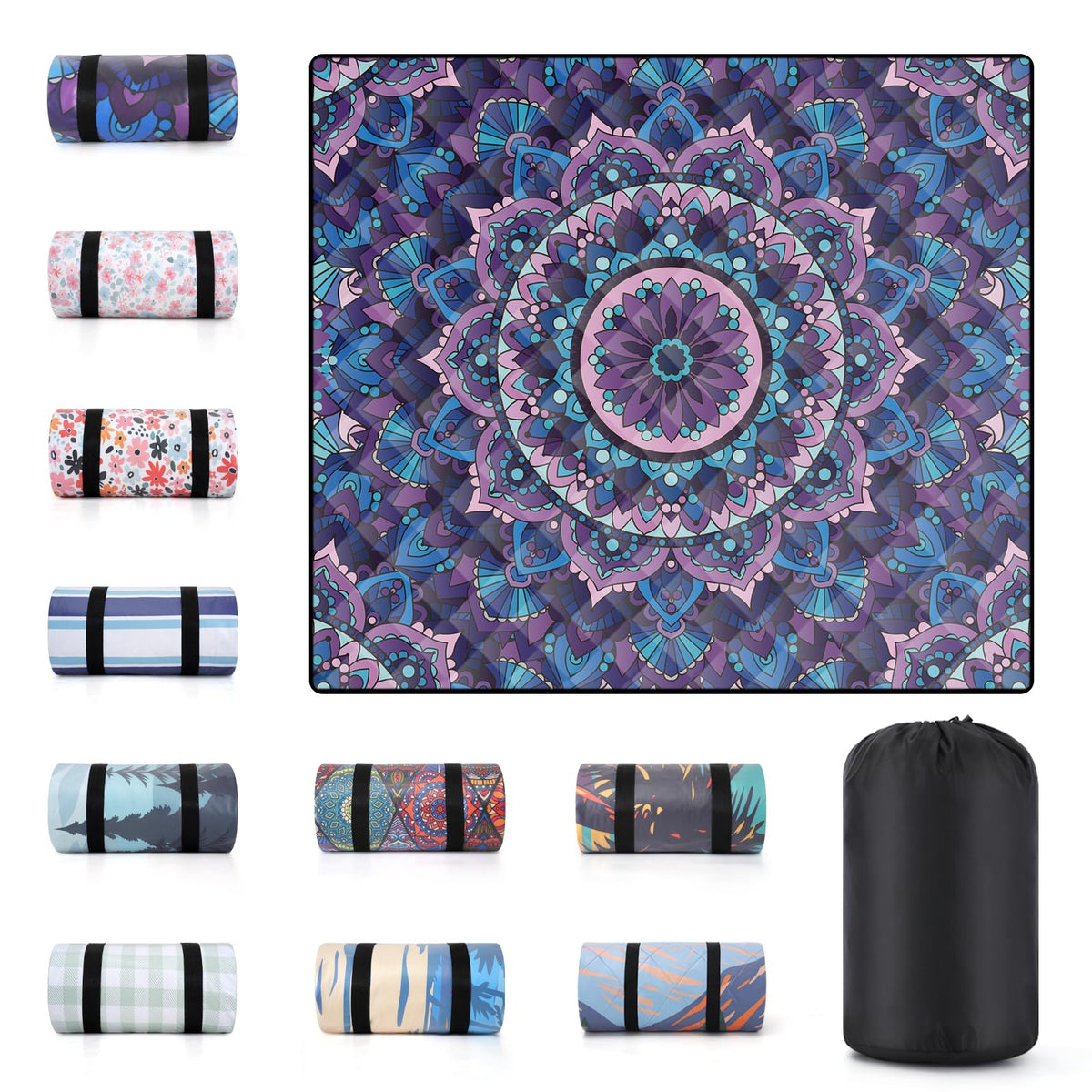 memKiya 80x80 waterproof picnic blanket spread on grass for a spill-free outdoor picnic