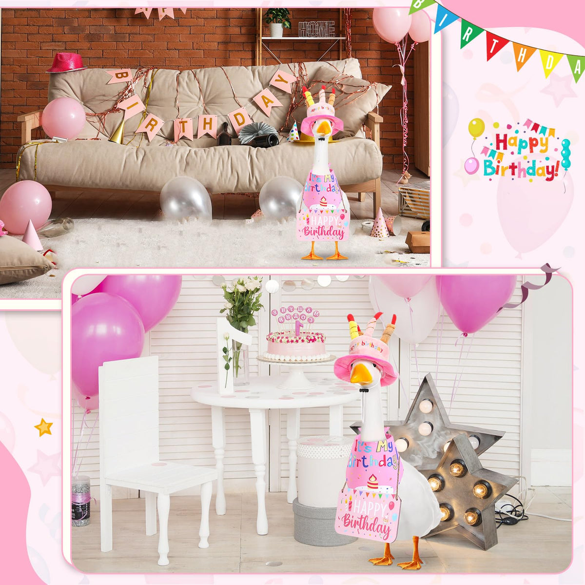 Memorywuu compatible with cement and plastic geese for versatile display.
