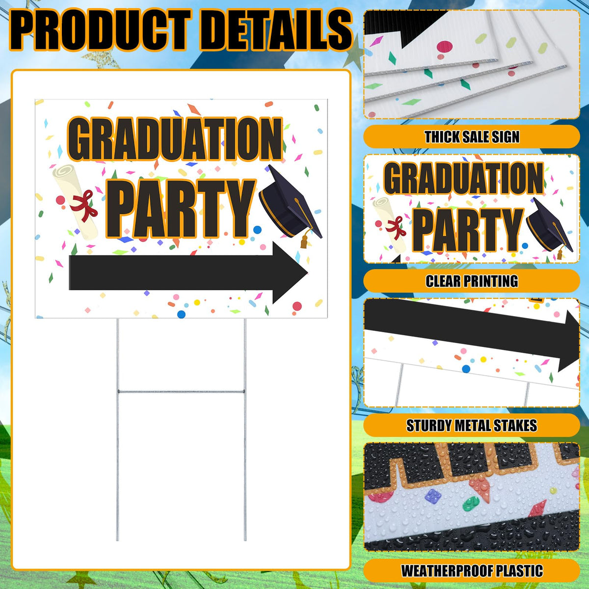 Memorywuu doublesided graduation sign showing two messages for impact.