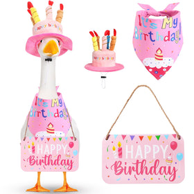 Memorywuu Happy Birthday Goose Hat adds festive flair to your lawn goose.