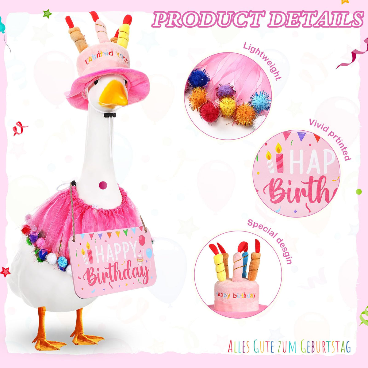 Memorywuu lawn goose hat with cupcake design enhances visual appeal on geese.