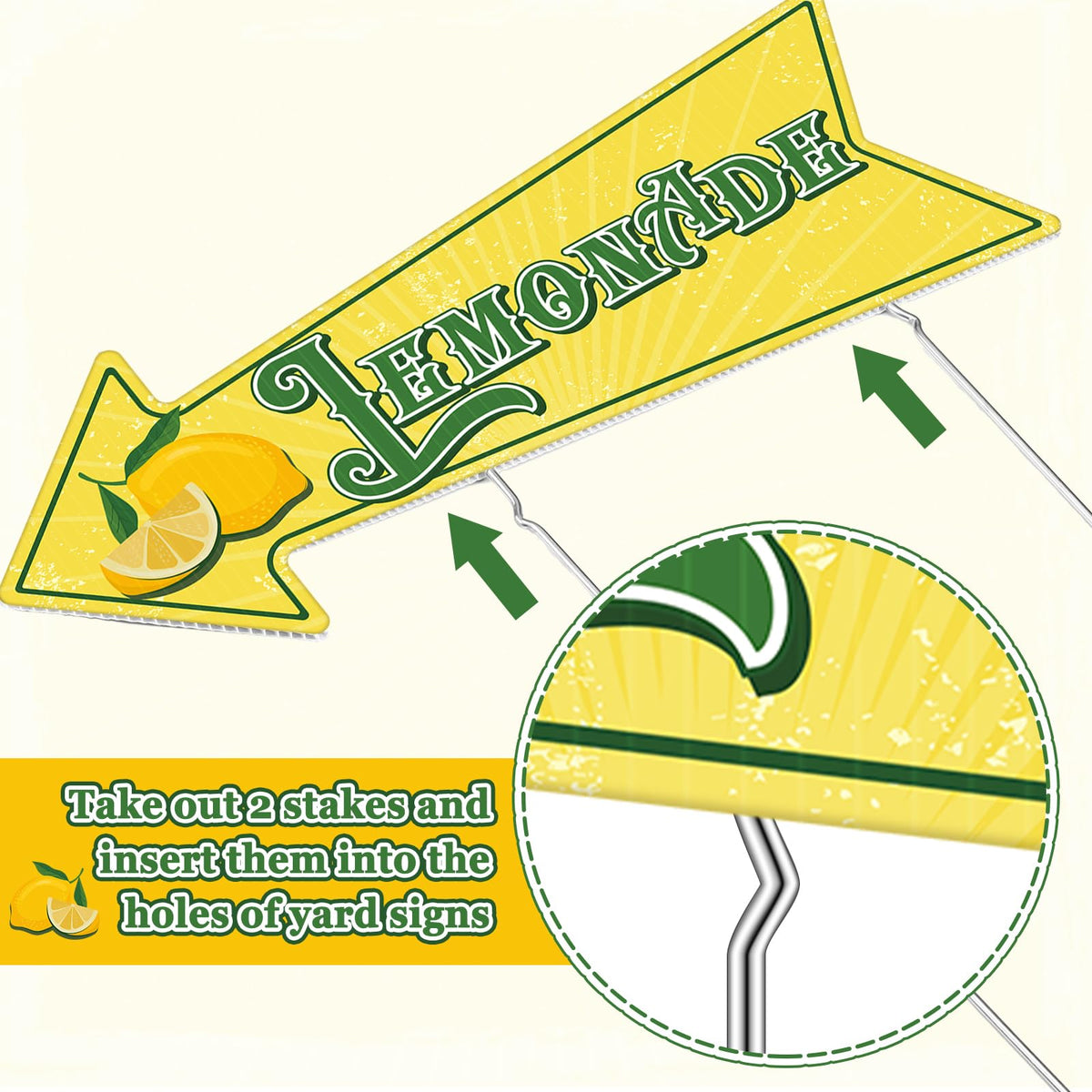 Memorywuu lemonade stand sign with stakes included for quick setup.