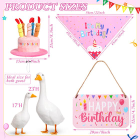 Memorywuu triangular pink scarf completes the birthday theme on the lawn goose.