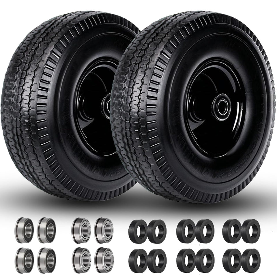 Menxigoc 4.10/3.50-4 tire and wheel; 10-inch diameter for reliable garden tasks