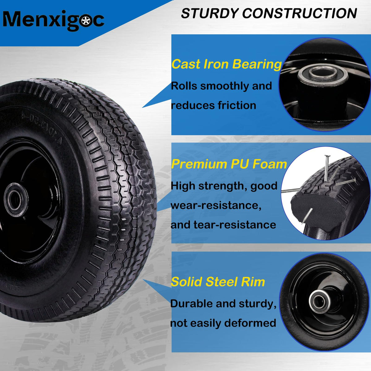 Menxigoc 5/8-inch axle bore; sturdy fit for easy mounting