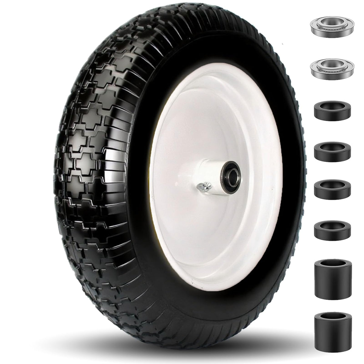 Menxigoc wheelbarrow tire 14.5-inch flat-free design for smooth outdoor work.