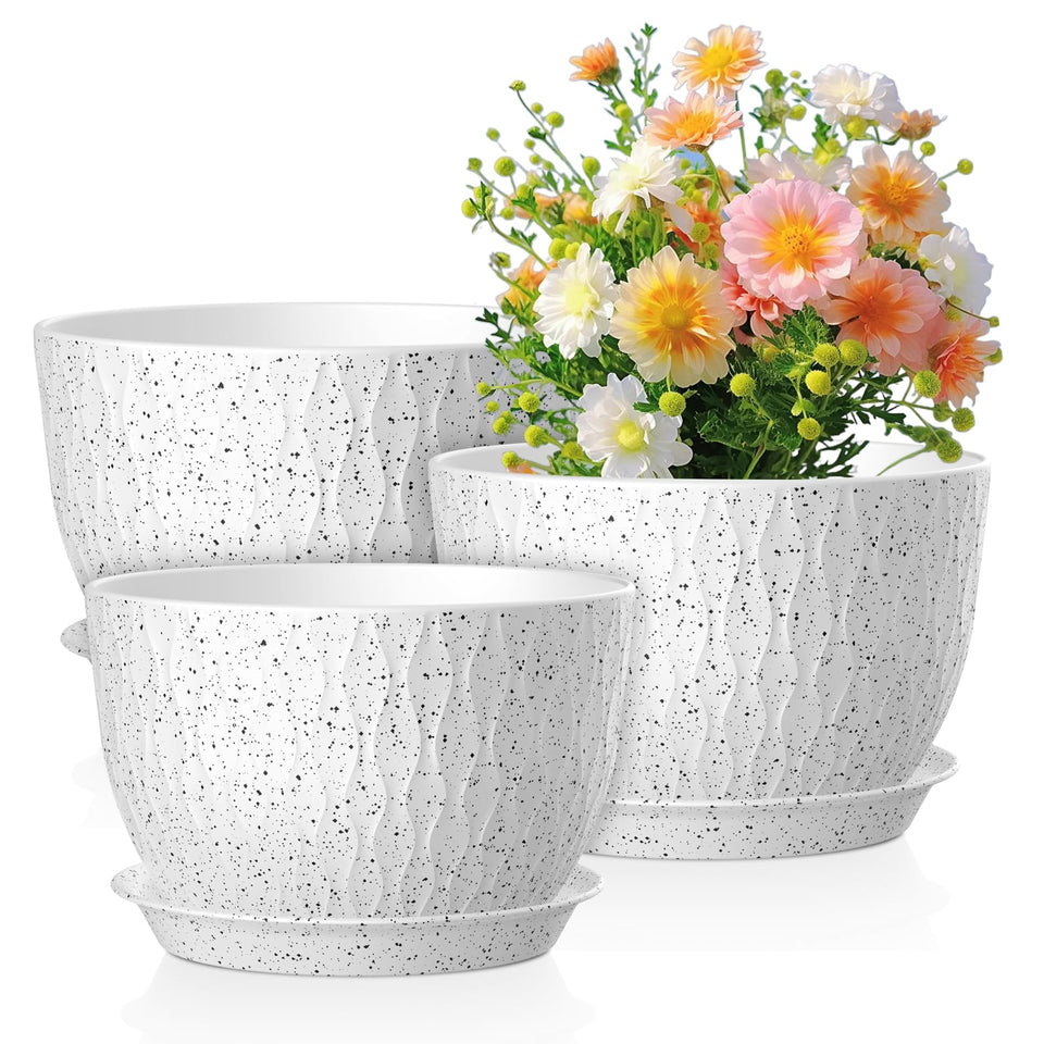 Meowell 12-inch ripple pot with drainage holes for indoor plants.