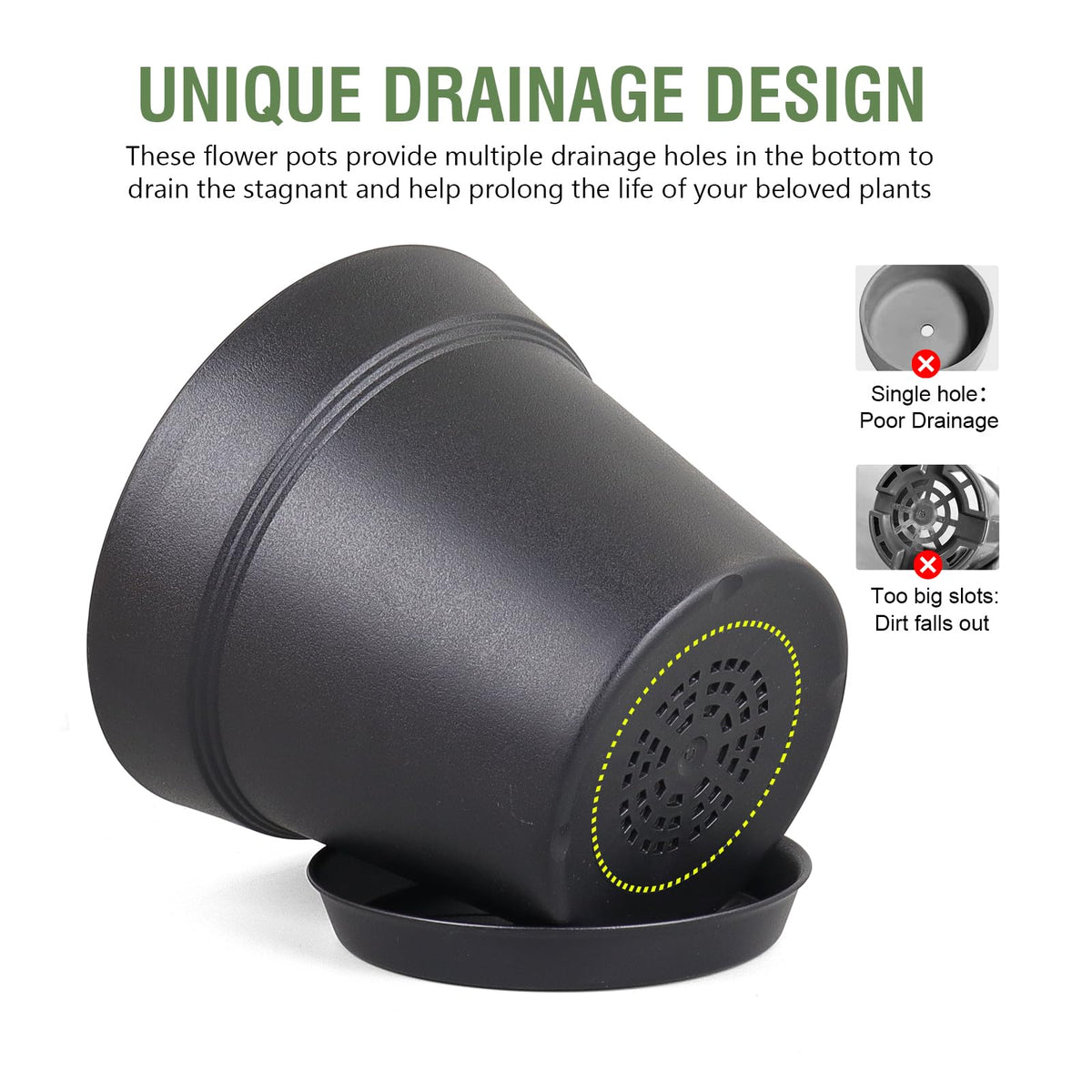 Meowell 6-inch pot with saucer enables tidy, spill-free watering.