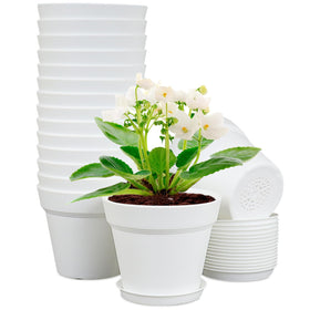 Meowell 6-inch plastic nursery pot in white for versatile indoor planting