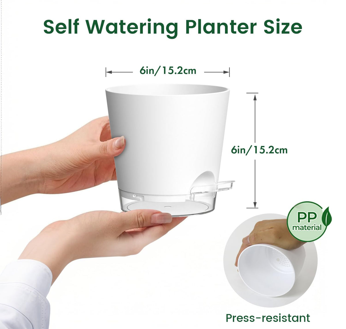 Meowell self-watering pot with drainage holes supports healthy drainage for plant roots.