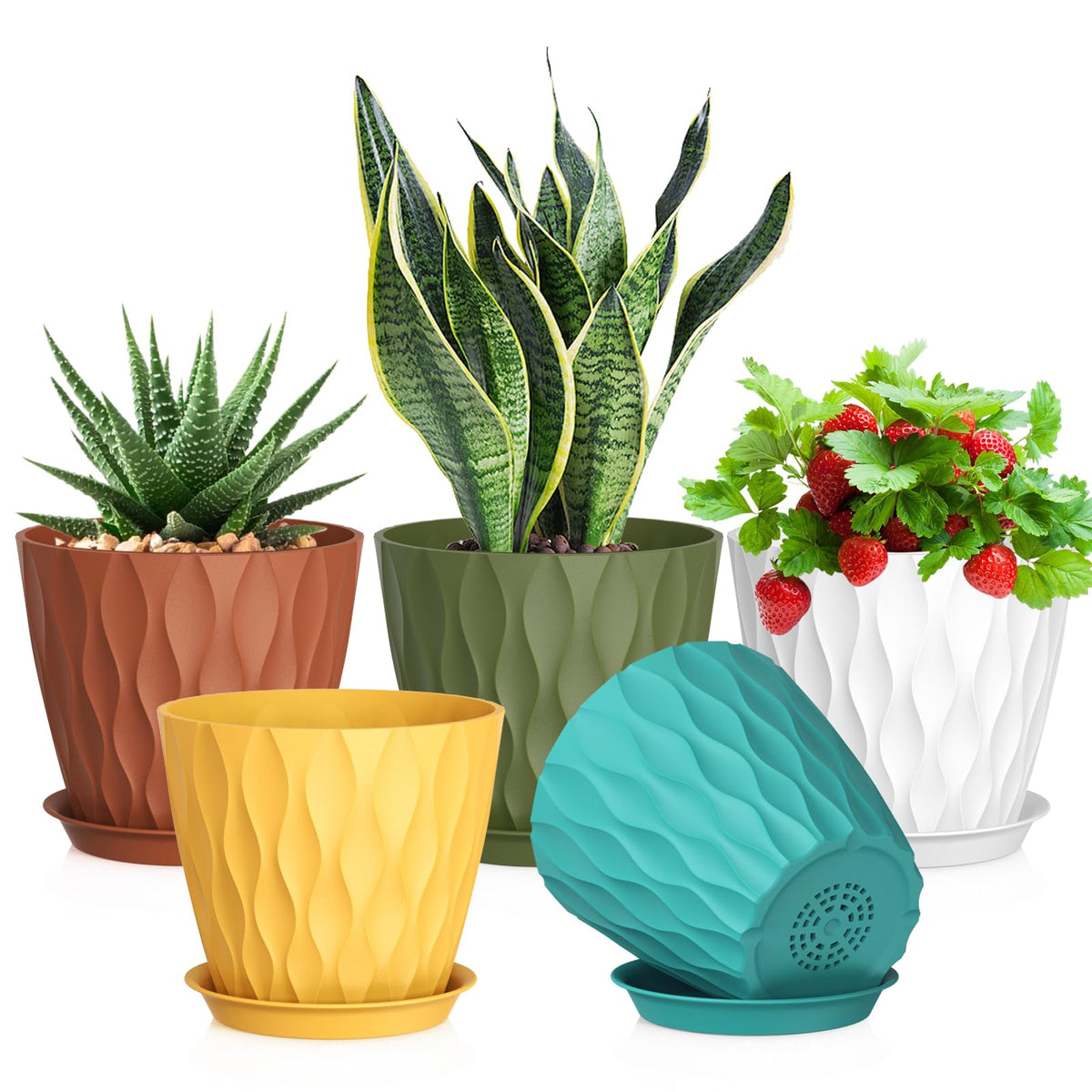 Meowell 7 inch plant pots with wave texture for stylish indoor decor
