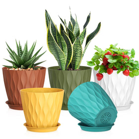 Meowell 7 inch plant pots with wave texture for stylish indoor decor