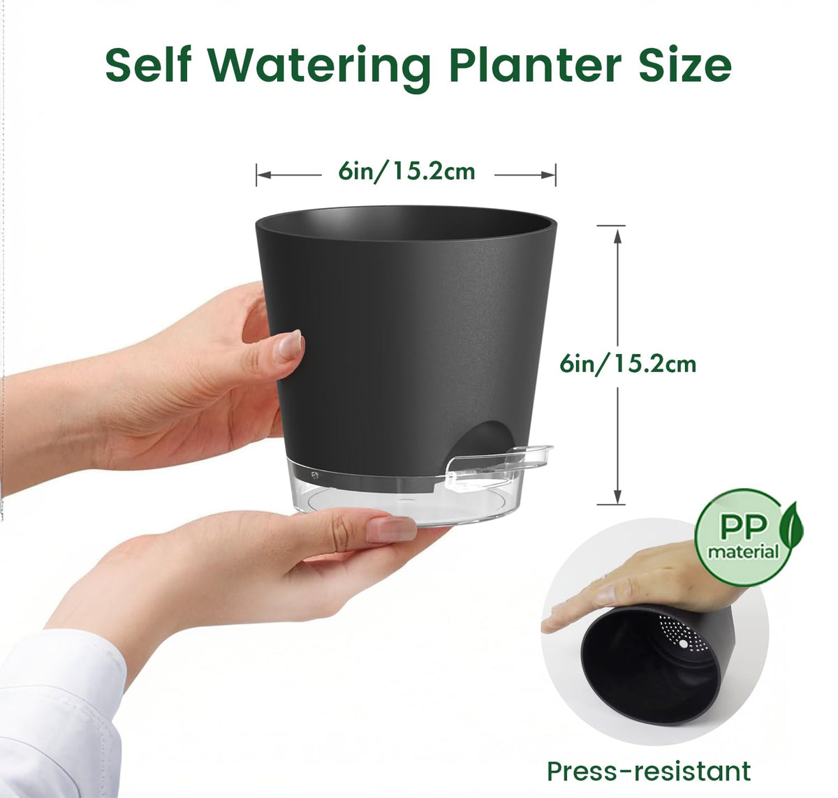 Meowell pot shows water level in clear reservoir for easy monitoring.