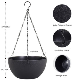 Meowell hanging planter drainage holes closeup showing moisture management.