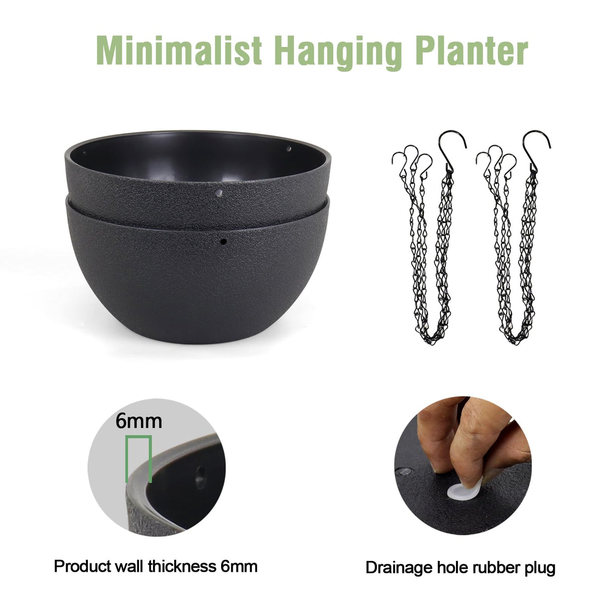 Meowell hanging planter with iron chain for fast, secure installation