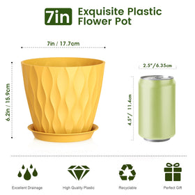 Meowell plastic pots with drainage holes and saucers prevent overwatering