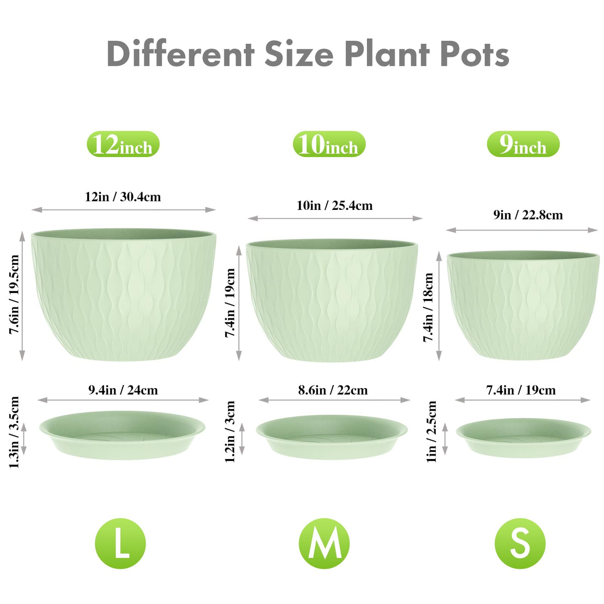 Meowell ripple pot 10-inch green suitable for herbs and mid-sized plants