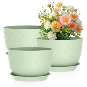 Meowell ripple pot 12-inch green with drainage holes ideal for statement indoor plants