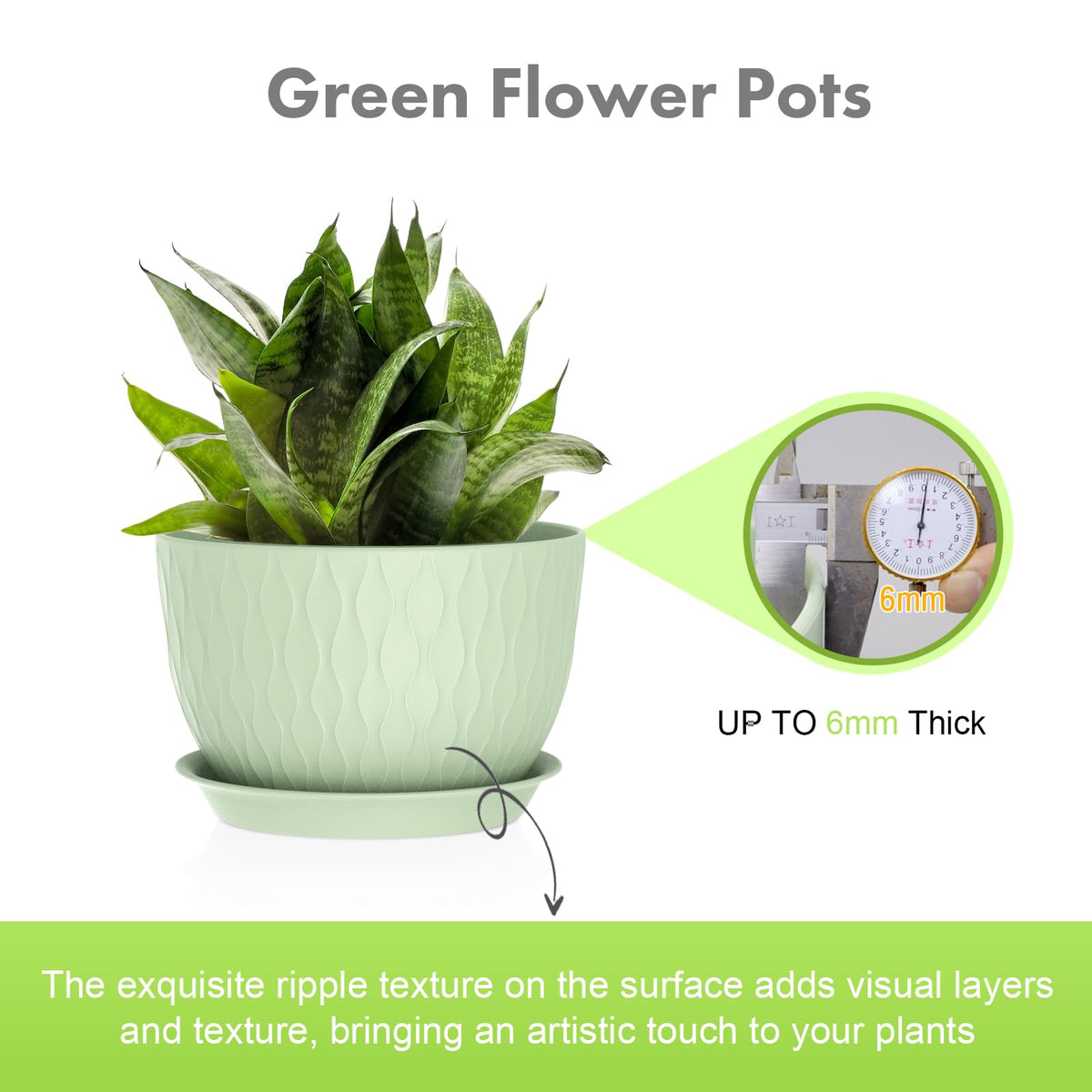 Meowell ripple pot 9-inch green fits compact spaces for succulents