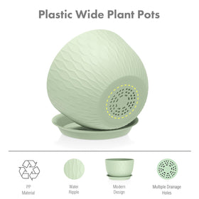 Meowell ripple pot with drainage holes in green keeps soil balanced
