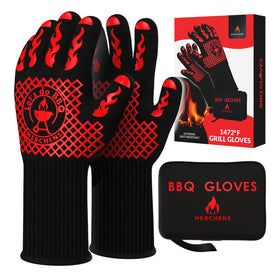 M MERCHENS BBQ gloves palm view showing heat resistance up to 1,472°F for safer grilling