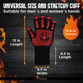 Non-slip grip of M MERCHENS silicone mitts for secure handling of grills