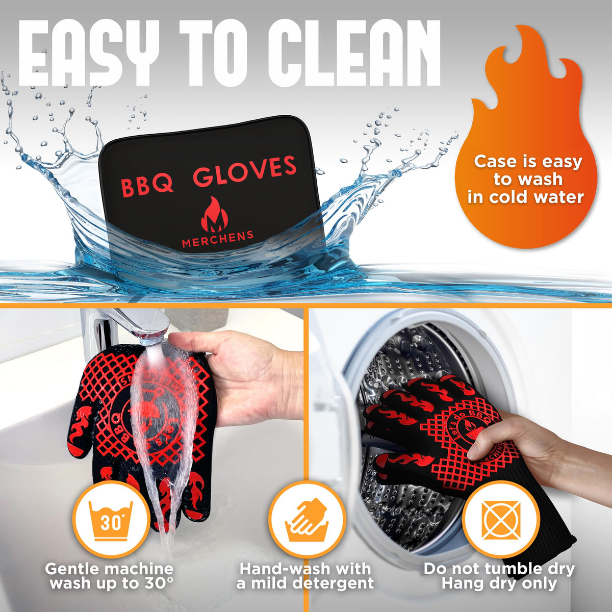 Durable heat-proof materials of M MERCHENS gloves in action during cooking