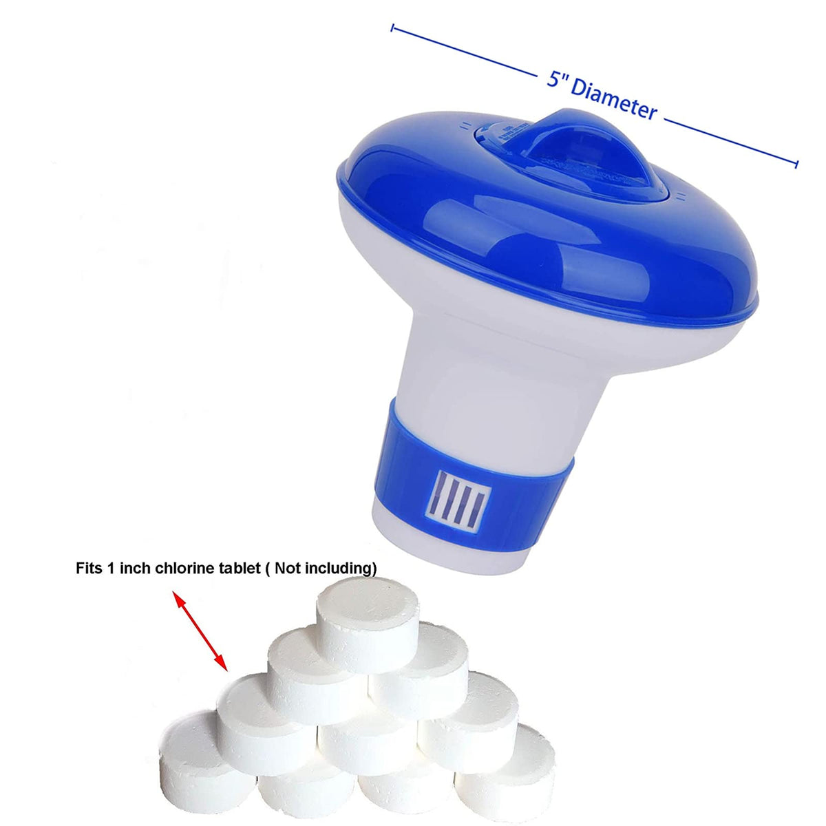 Dosing control ring enables adjustable chlorine or bromine release.