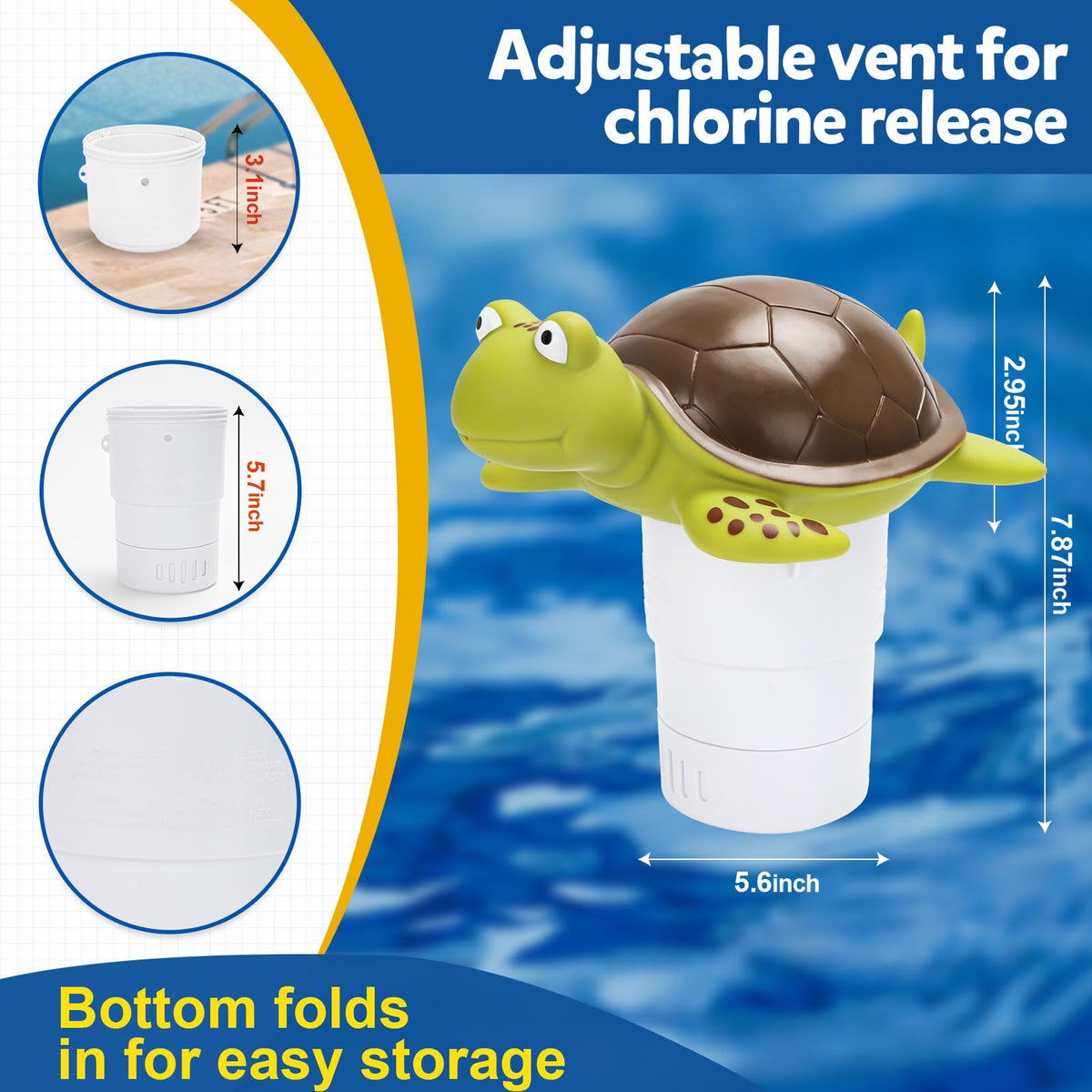 Merkia pool chlorine floater fits both above-ground and in-ground pools and spas.