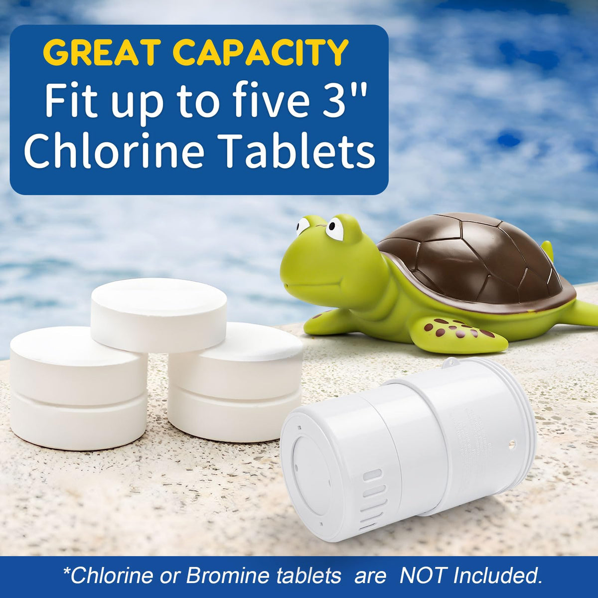 Merkia heavy-duty ABS plastic floater resists aging for years of poolside use.