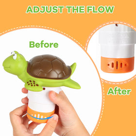 Merkia turtle dispenser holds up to four 1 inch tablets for pool treatment