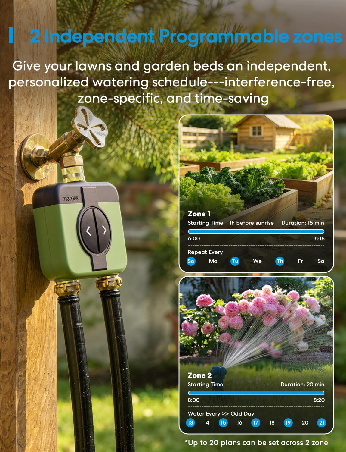 meross two-zone programming enables separate watering for different plant groups