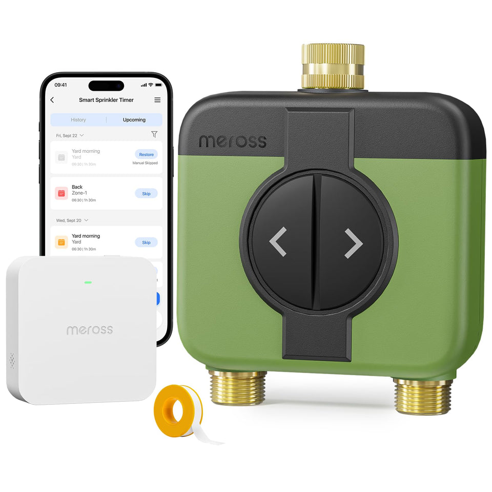 meross water timer with brass inlet and outlet for durable outdoor irrigation