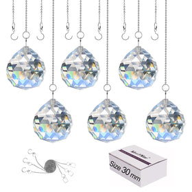 MerryNine clear crystal ball prism reflecting rainbows in bright window light