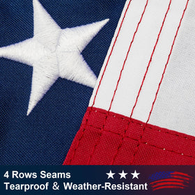 Meryndou flag UV-fade resistance preserves color outdoors.