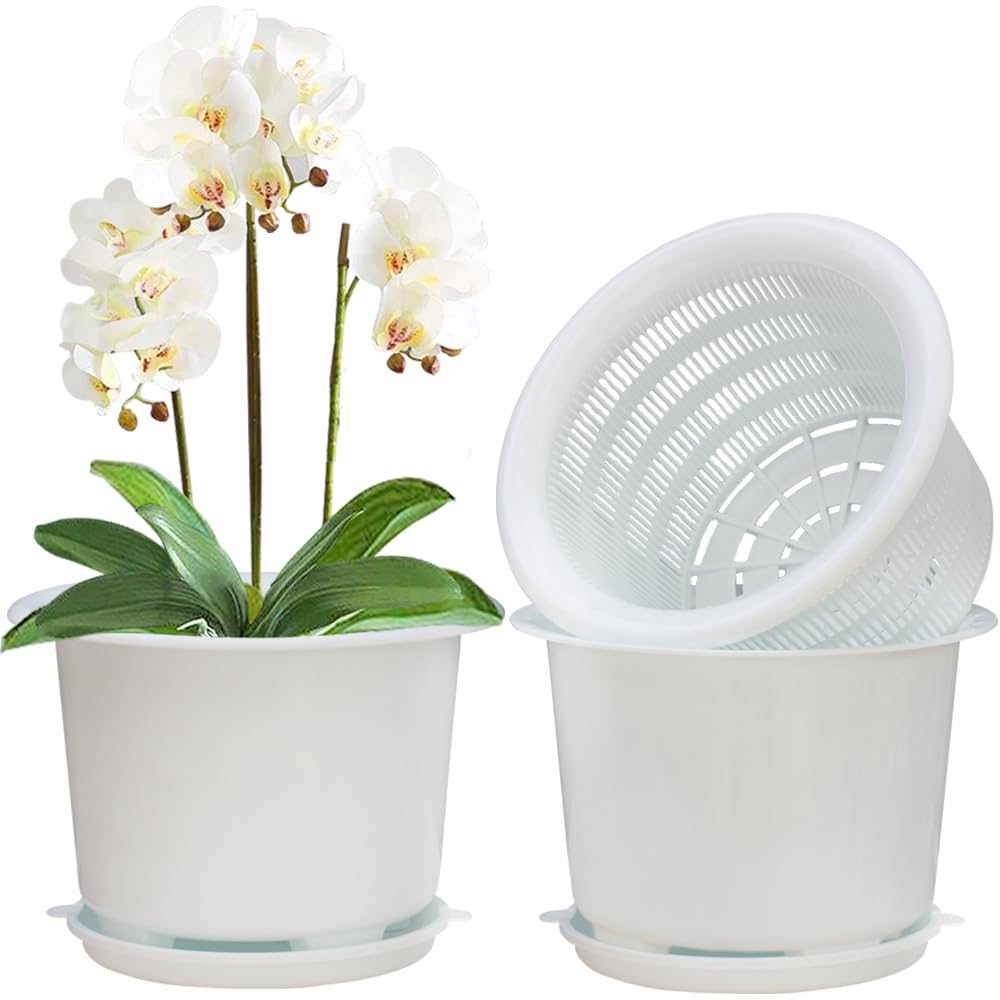 Meshpot 8-inch orchid pot inner pot promotes airflow around roots for healthier growth.