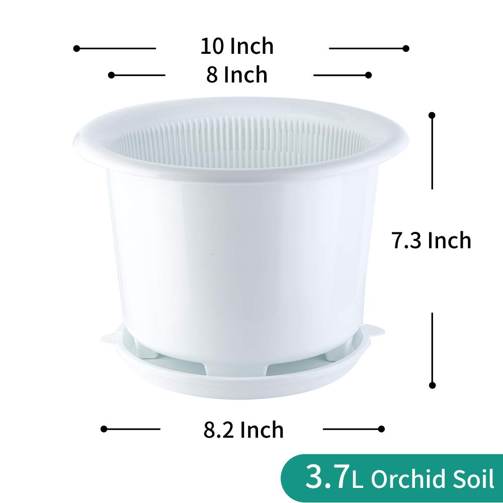Meshpot orchid pot set includes inner pot, outer pot, and saucer.
