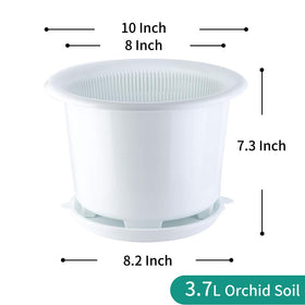 Meshpot orchid pot set includes inner pot, outer pot, and saucer.