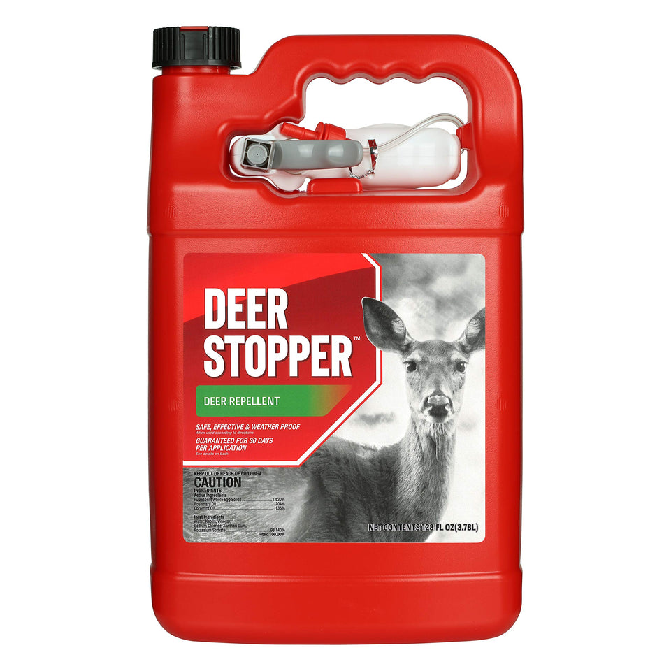 Messinas Deer Stopper bottle ready to use in the garden to deter deer.