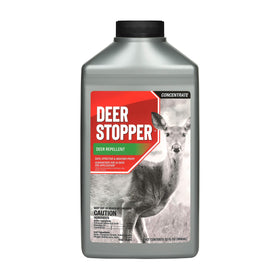Messinas Deer Stopper quart concentrate bottle for easy, odorless application on shrubs.