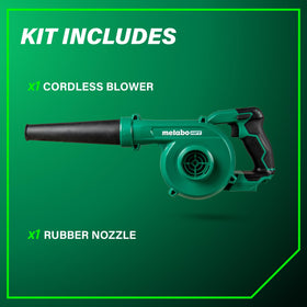 Metabo HPT blower with thumb lock-on switch to reduce fatigue.