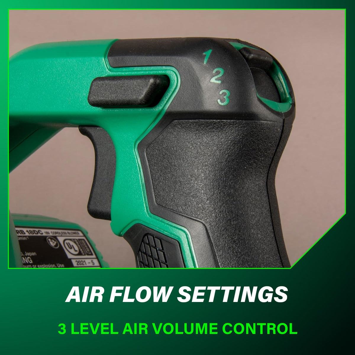 Lightweight 2.6-lb Metabo HPT blower enables easy maneuverability.
