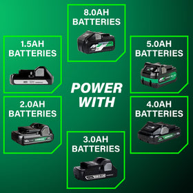 Metabo HPT MultiVolt battery compatibility for longer runtimes.