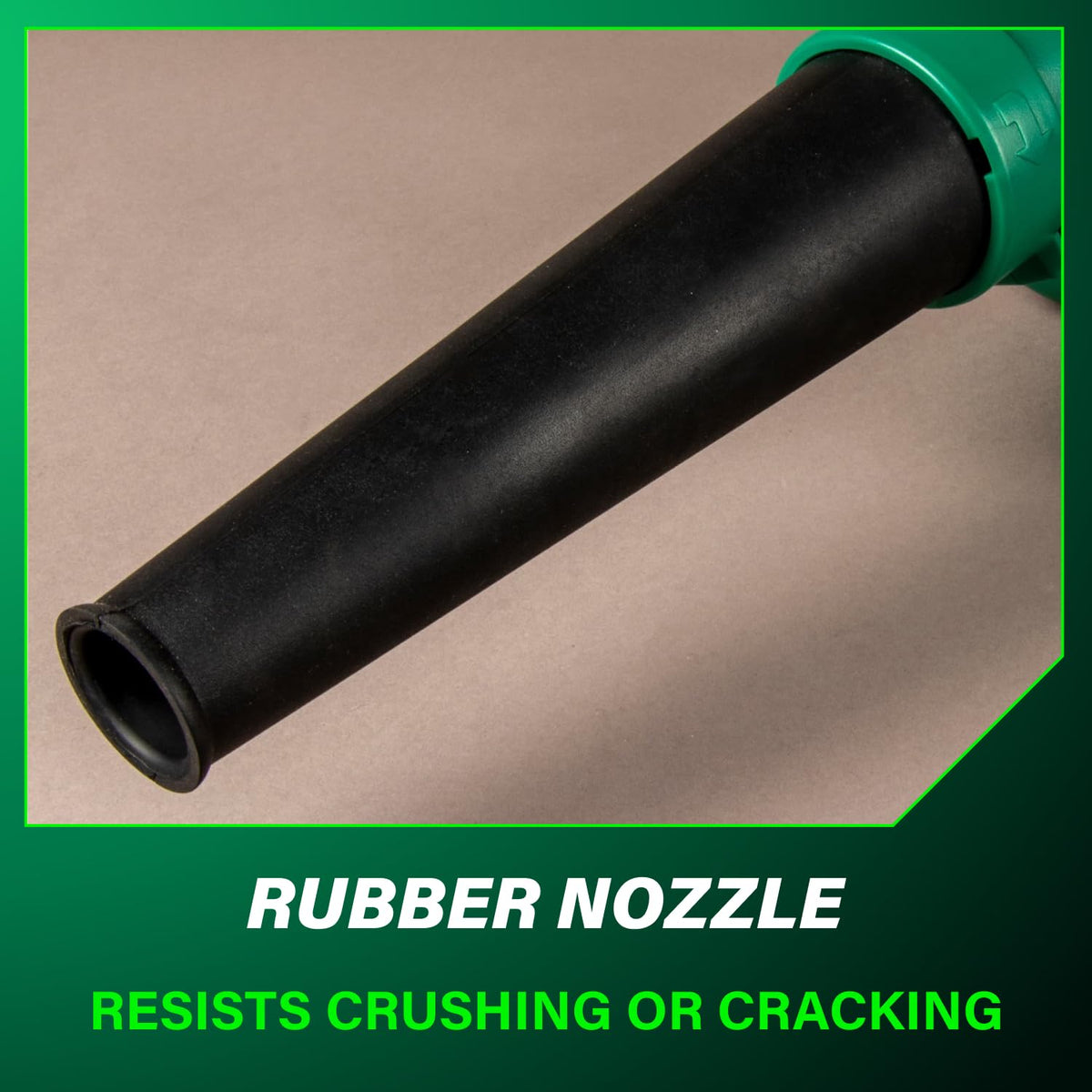 Rubber nozzle included with Metabo HPT blower for versatile cleaning.