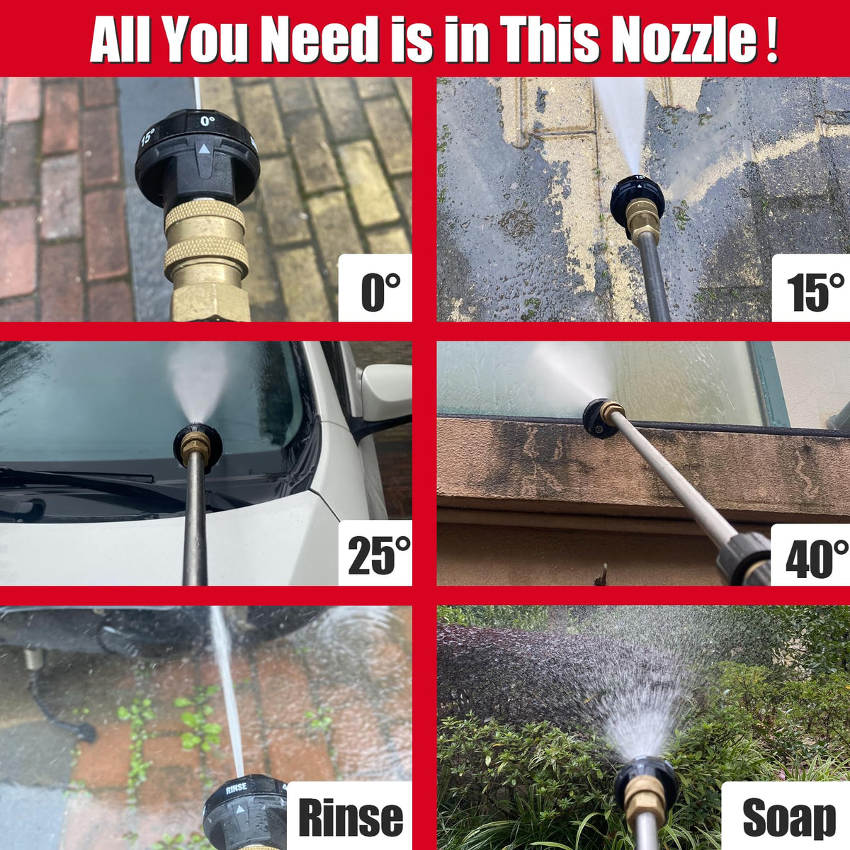 Meteor Blast 6-in-1 nozzle 25-degree spray covers larger areas efficiently