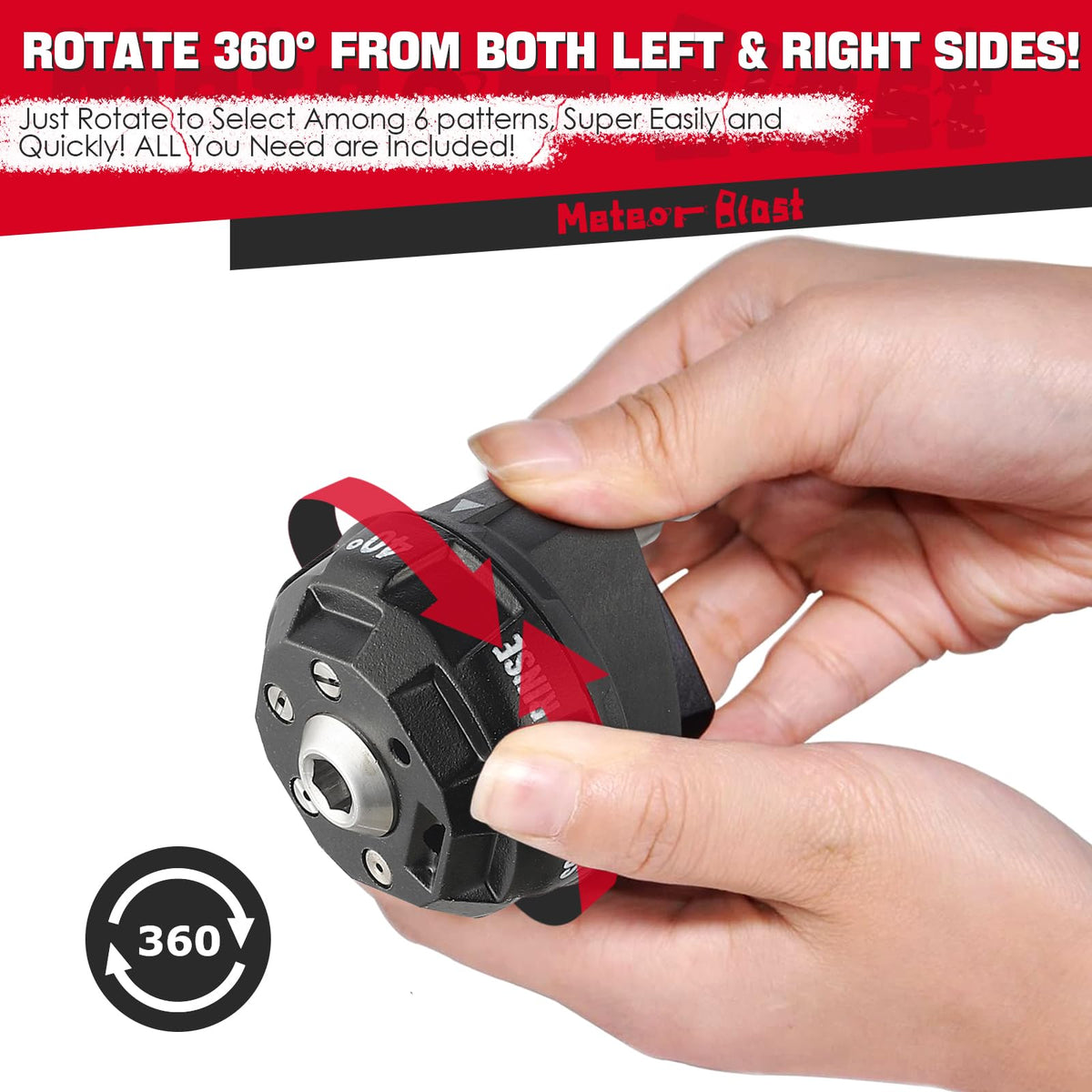 Meteor Blast 6-in-1 nozzle 40-degree spray for gentle broad cleaning