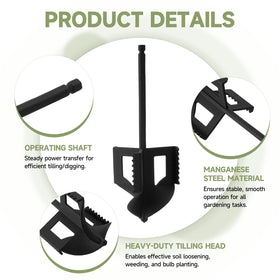 Metlead soil tiller attachment ready to mix soil and compost in a bed