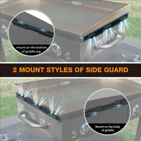 MeWeBlue magnetic wind guard side view showing quick attachment design