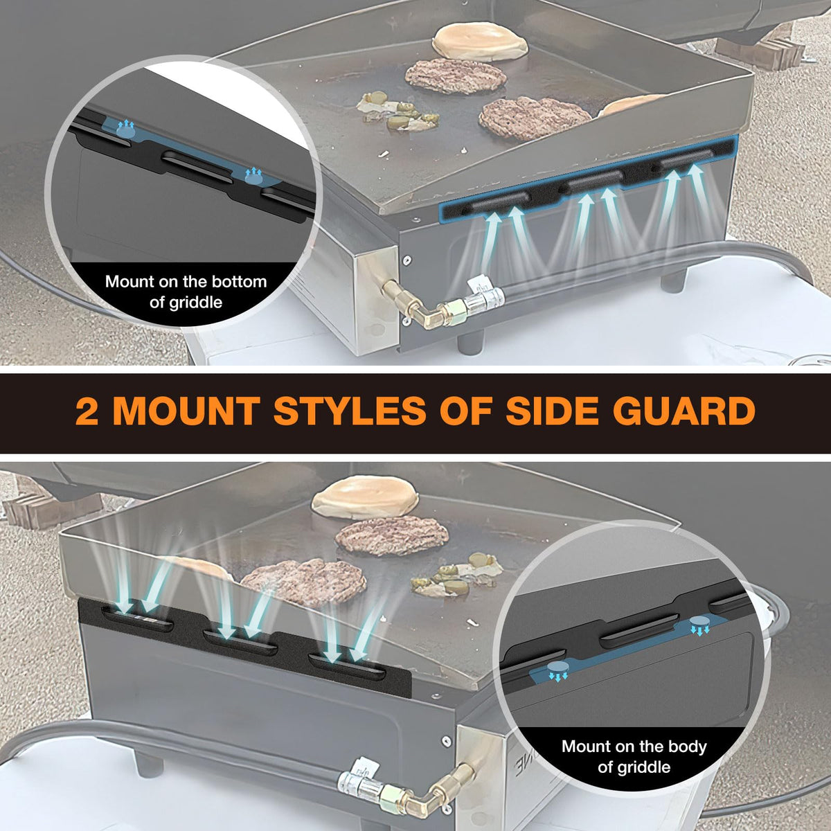 MeWeBlue magnetic wind guard in stainless steel with quick-attach design